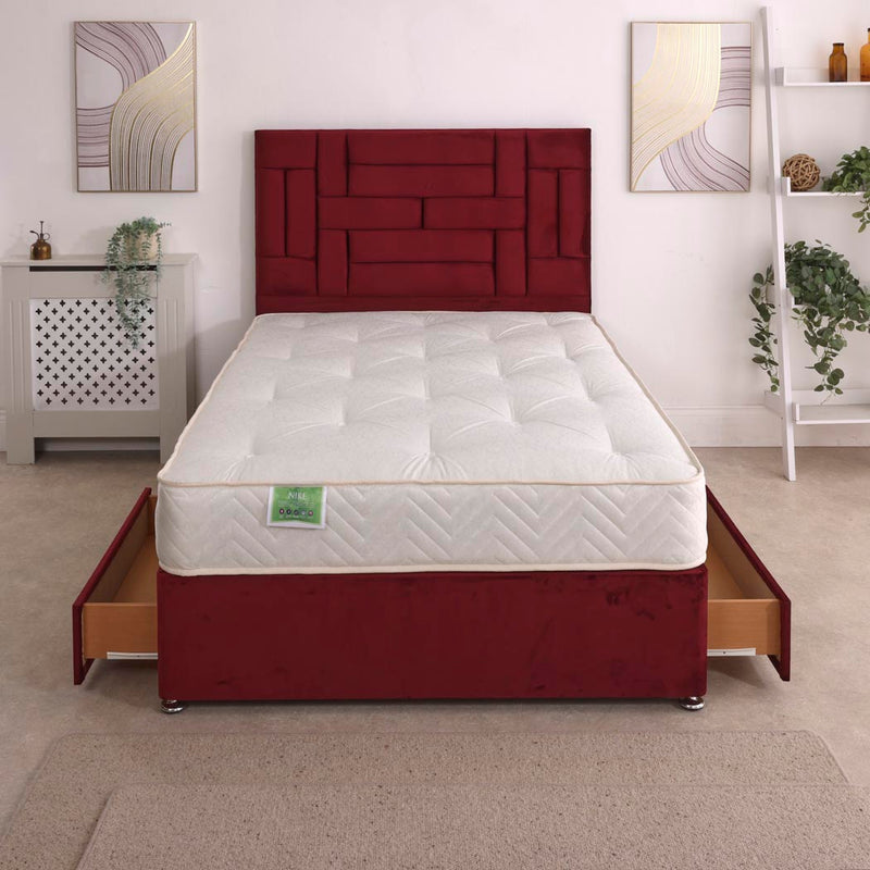 Nike Coil Sprung Divan Bed Set – front view, drawers open