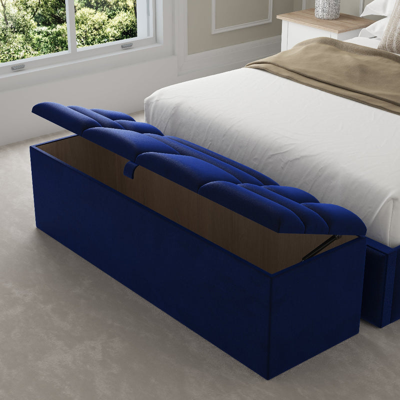 Picasso Fabric Upholstered Blanket Box – angled view, lid open