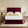 Red Picasso Divan Bed Set With Headboard in a bedroom – front view with drawer open