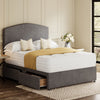 Grey Porto Divan Bed Set With Headboard in a bedroom – side view