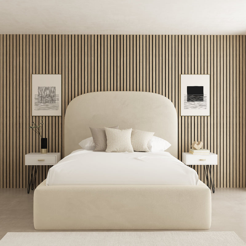 Portofino Fabric Upholstered Bed Frame – styled in a bedroom