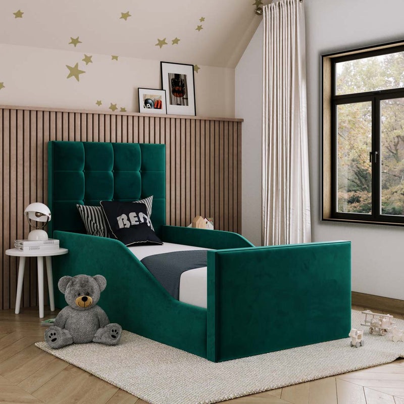 Sebastian Kids Fabric Bed with Safety Rails