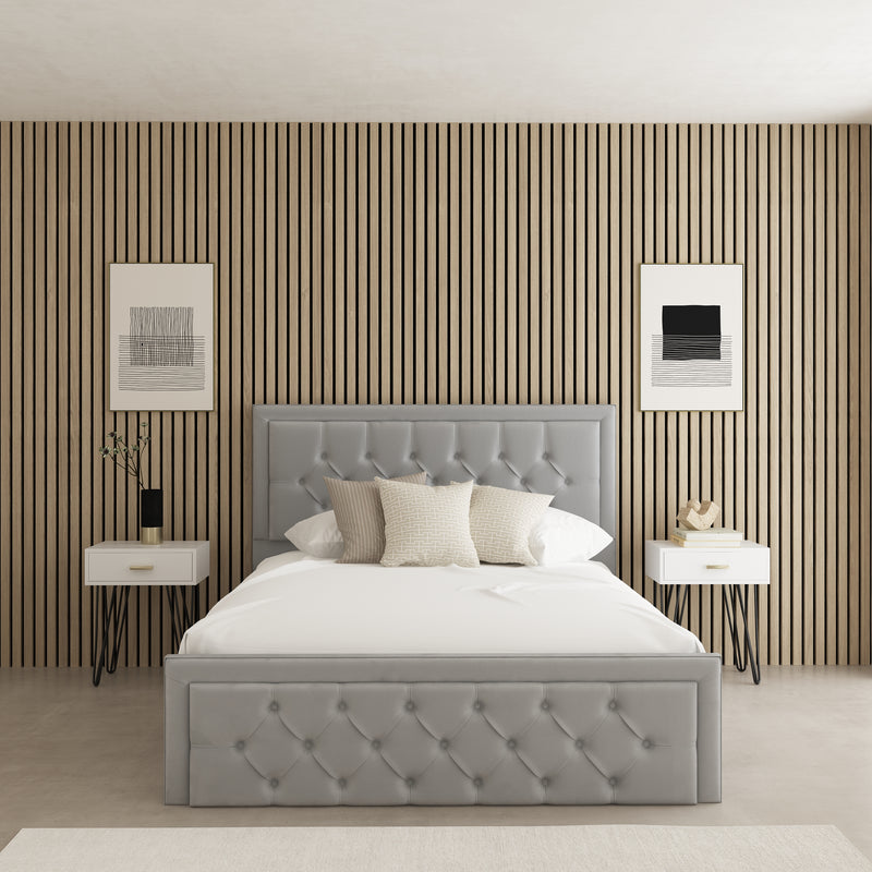Siena Fabric Upholstered Bed Frame – styled in a bedroom