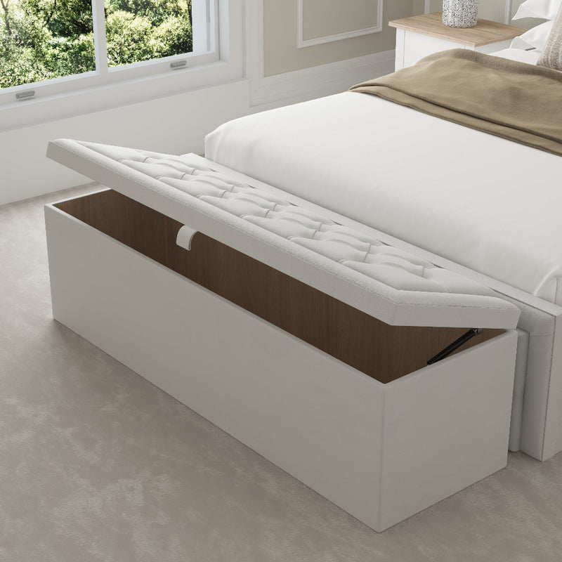Siena Fabric Upholstered Blanket Box – angled view, storage open