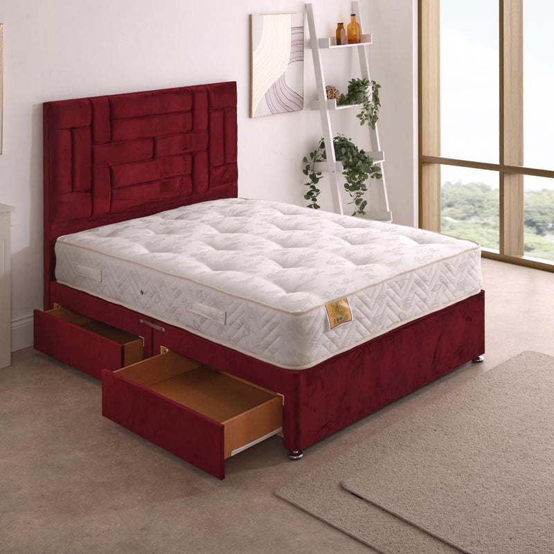 Super Orthopaedic Open Coil Mattress – angled view, drawers open
