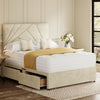 Cream Tokyo Divan Bed Set With Headboard in a bedroom – side view