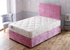 Apollo Adonis mattress with pink crushed  velvet divan base and headboard