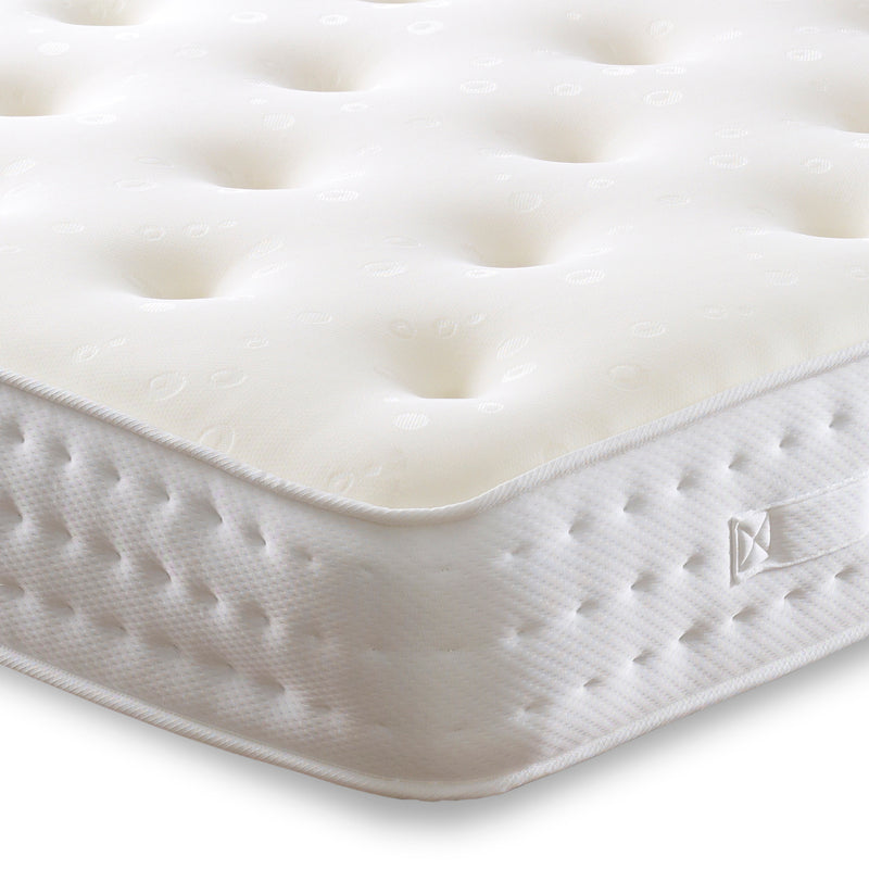 Sumptuous layers of fillings and visco elastic foam helps reduce stress and relieves aches and pains as you sleep.  The Calypso mattress is Hypo Allergenic, ideal for allergy sufferers.   Double sided mattress, both sides can be turned regularly, prolonging the life of the mattress.   Hand crafted in UK to the highest standards.