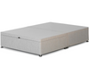 Ottoman half end lift upholstered in light cream fabric with platform top for added strength and durability