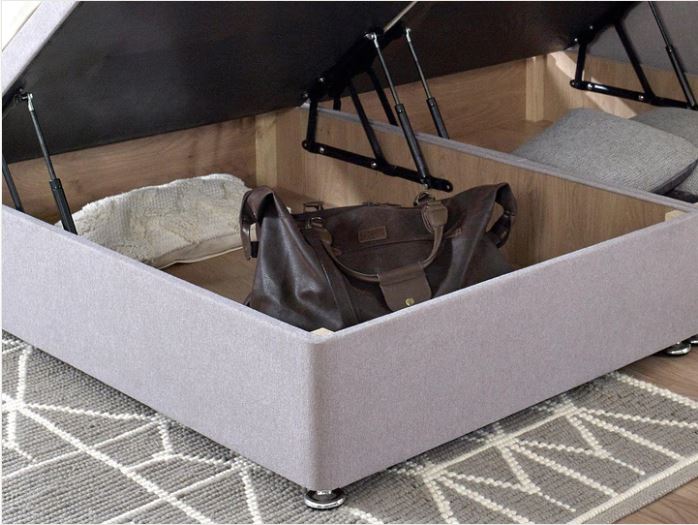 ottoman sidelift divan bed base storing large items, maximum depth of 22 cm