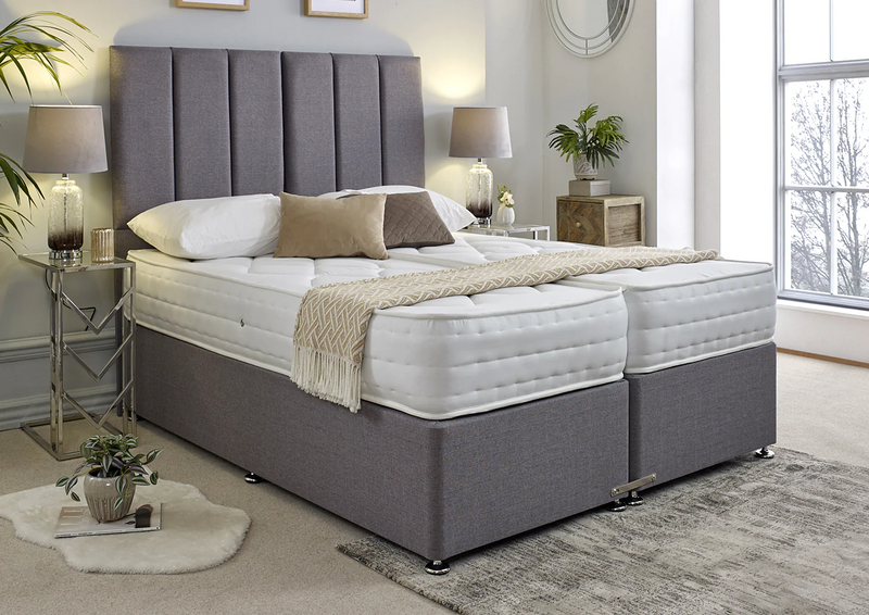 Zip and link divan base in bedroom with matching headboard and zip and link mattress