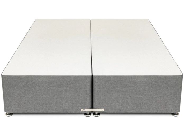 Zip and link divan base upholstered in grey fabric with platform top for added strength and durability